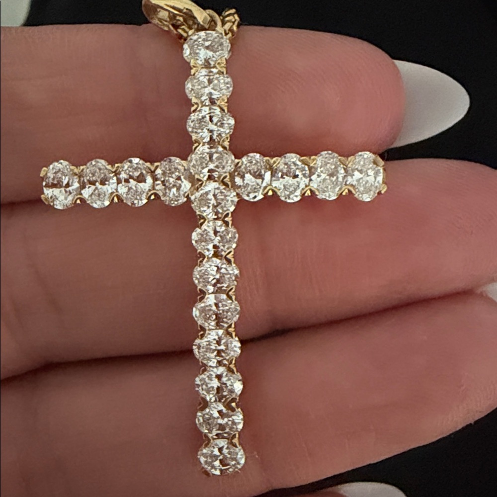 Elegant Yellow Gold Pendant Cross 14k Gold Real diamonds VS2